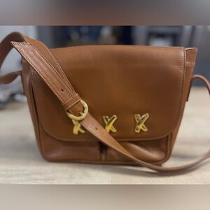 Paloma Picasso Tan Leather Crossbody Bag with Gold Accents
